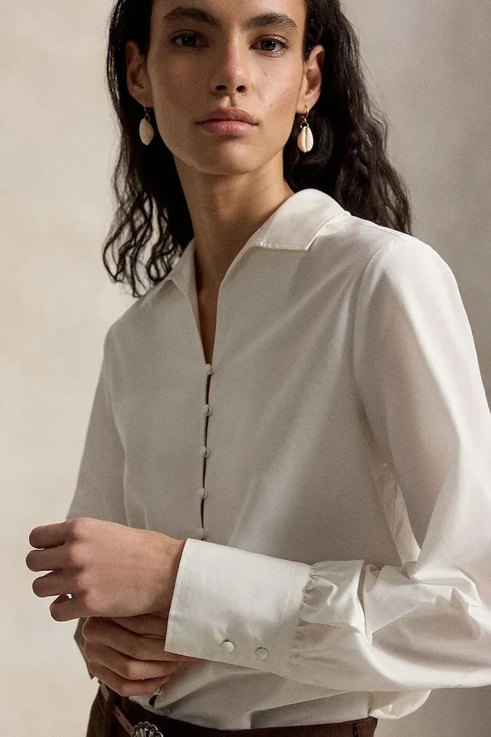 Camisa de mujer Polo Ralph Lauren, con mezcla de seda
