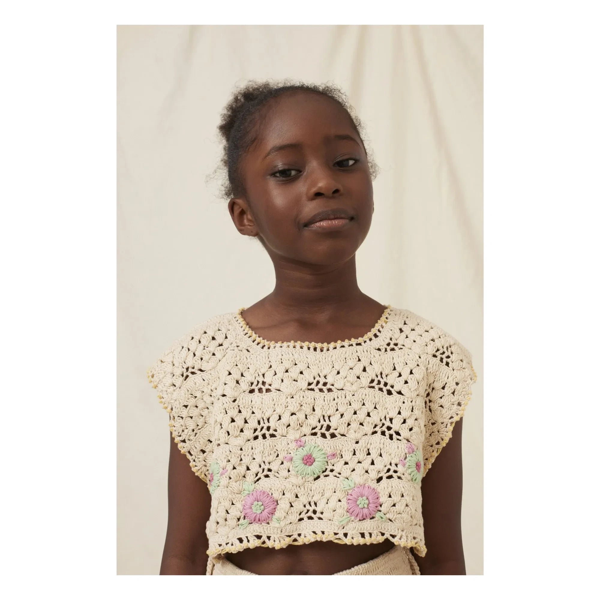 Bebe Organic - Top de punto Anais con estampado floral de algodón orgánico | Crudo