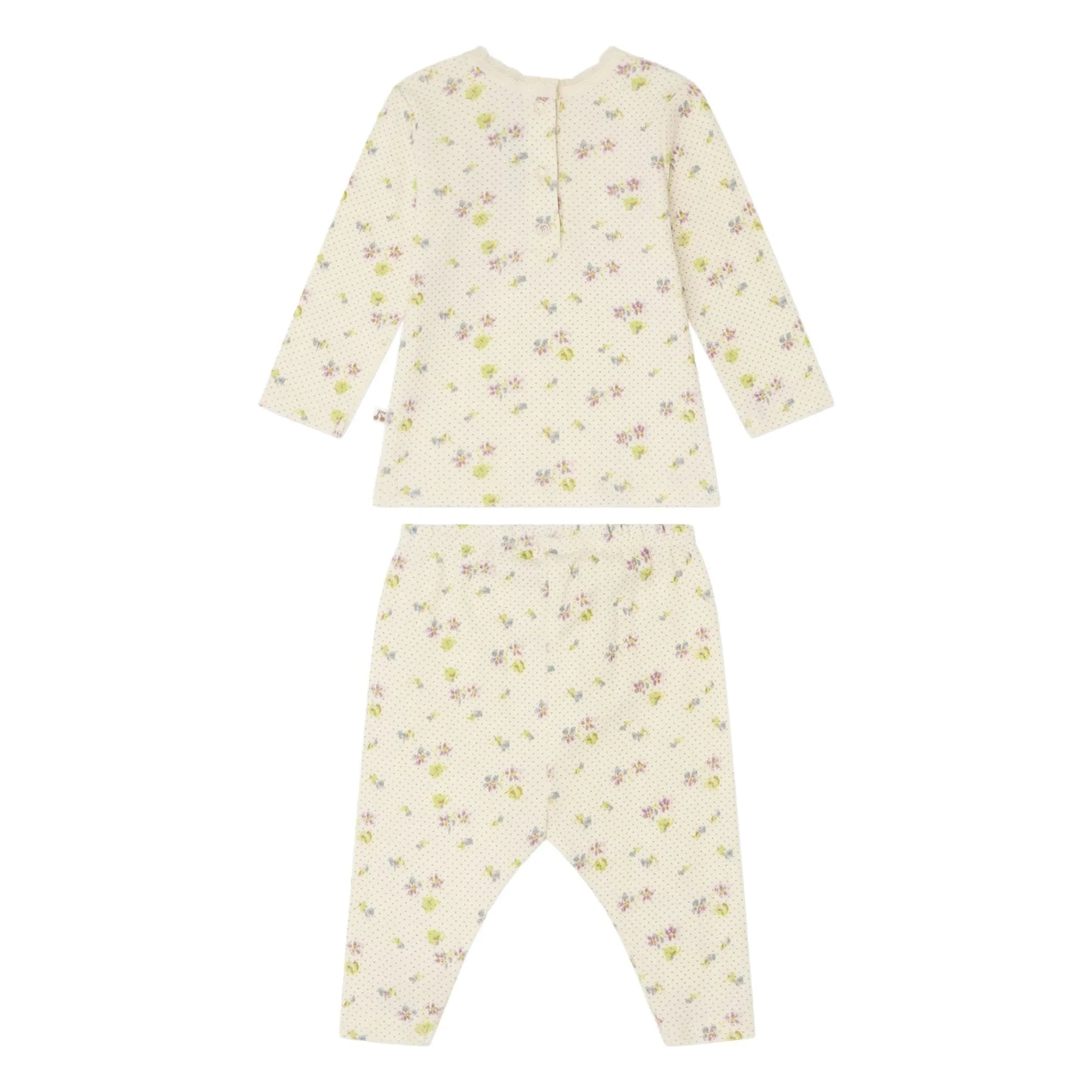 Bonpoint - Conjunto de camiseta y leggings de algodón orgánico con estampado Genna Fleuri | Crudo