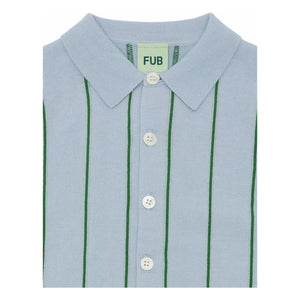 FUB - Camisa a rayas de malla extrafina de algodón orgánico | Azul claro