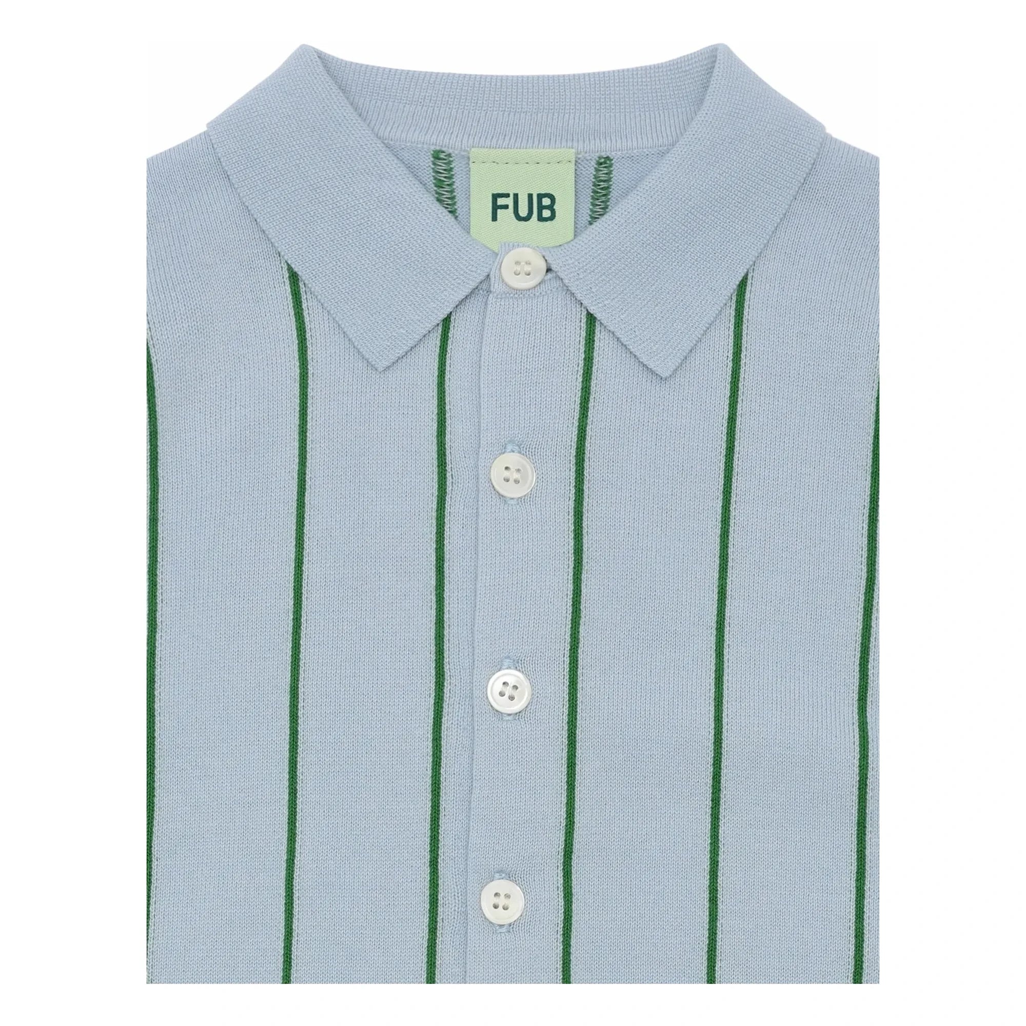 FUB - Camisa a rayas de malla extrafina de algodón orgánico | Azul claro