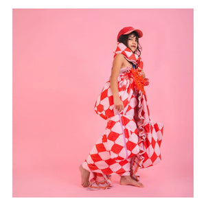 Jera Mini - Rosa | Mochila con bolsillo de tela de toalla con rombos