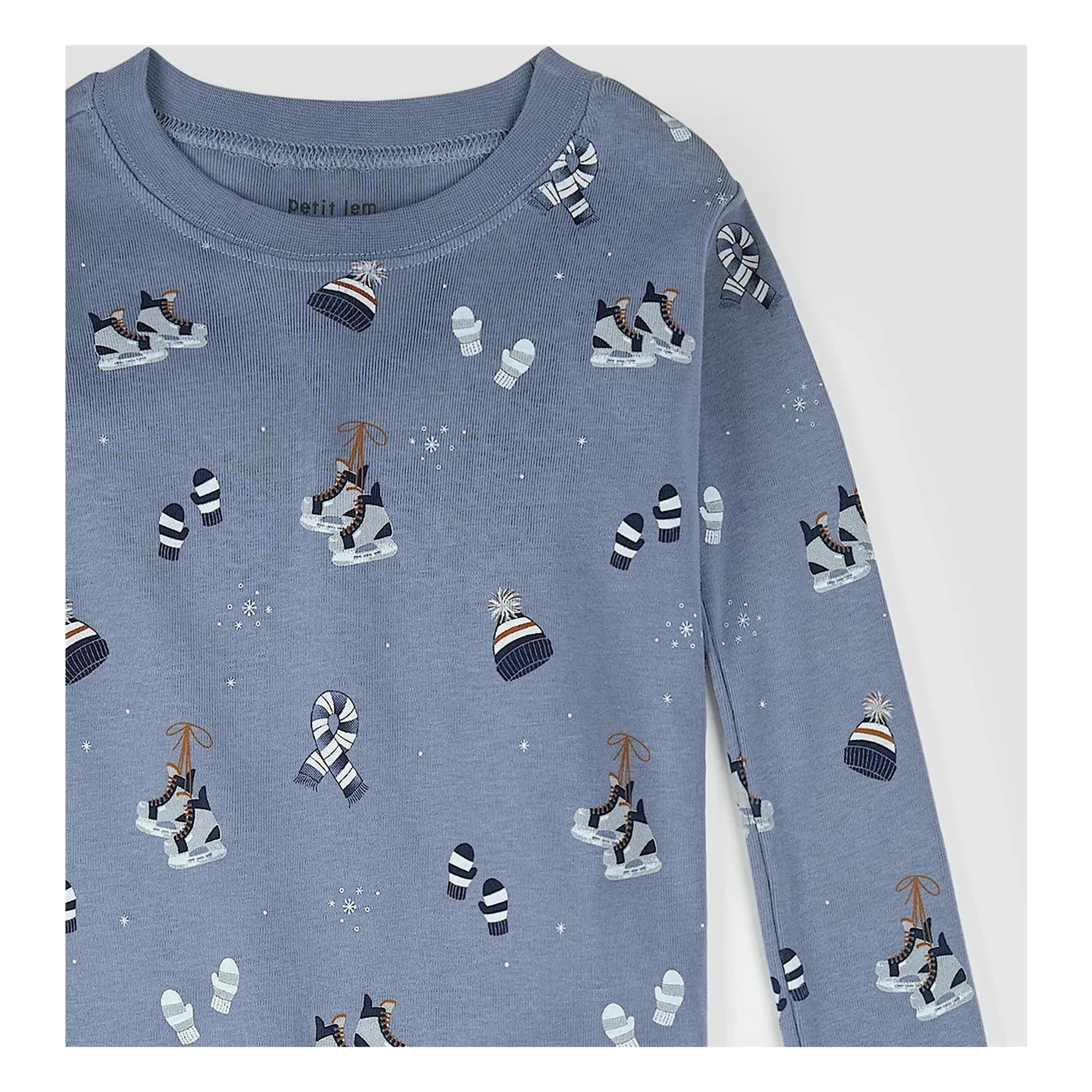 Petit Lem - Pijama de invierno de algodón orgánico | Azul