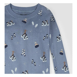 Petit Lem - Pijama de invierno de algodón orgánico | Azul