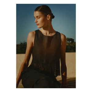 Vanessa Sposi - Top con borlas de lino | Negro