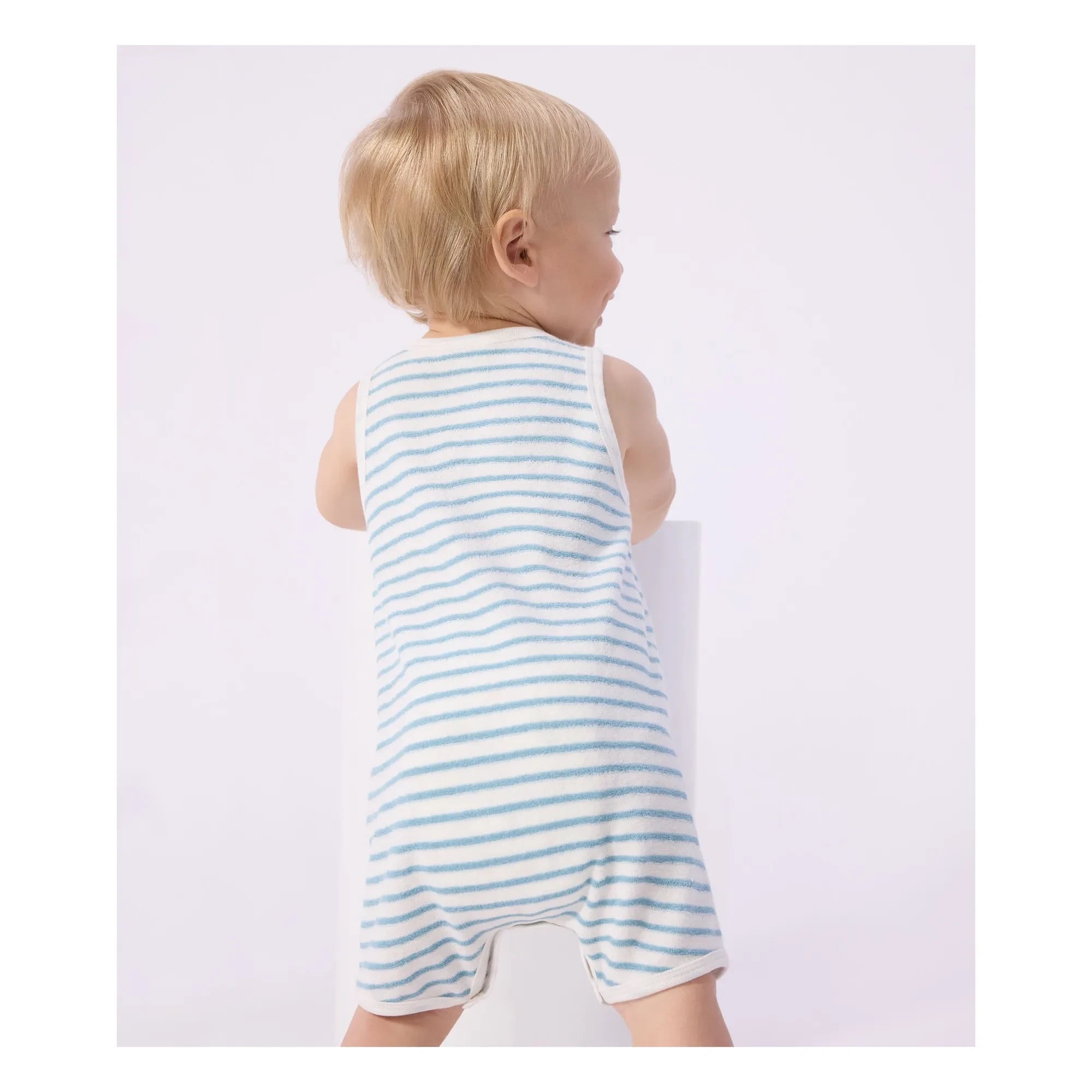 Petit Bateau - Mono de toalla a rayas | Azul
