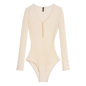 Icone - Claudia Body de Canalé de Algodón Orgánico | Crudo