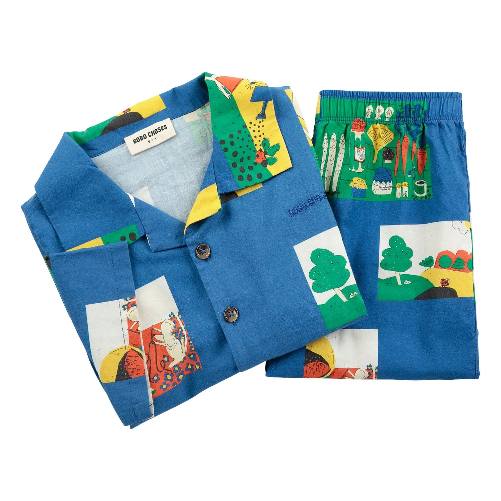 Bobo Choses - Conjunto de camisa y pantalón corto de algodón orgánico Pickles | Azul real