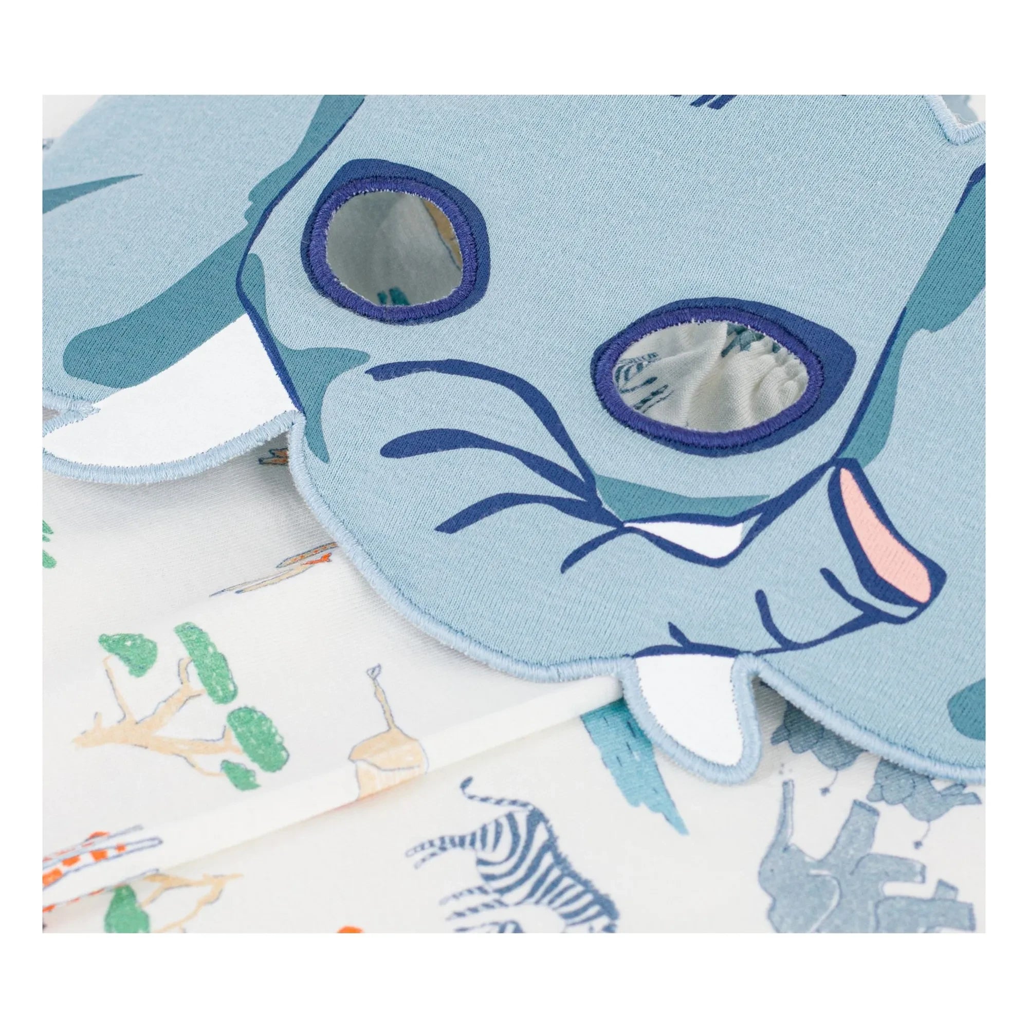 Petit Bateau - Conjunto de pijama corto y antifaz Savane de algodón orgánico | Blanco