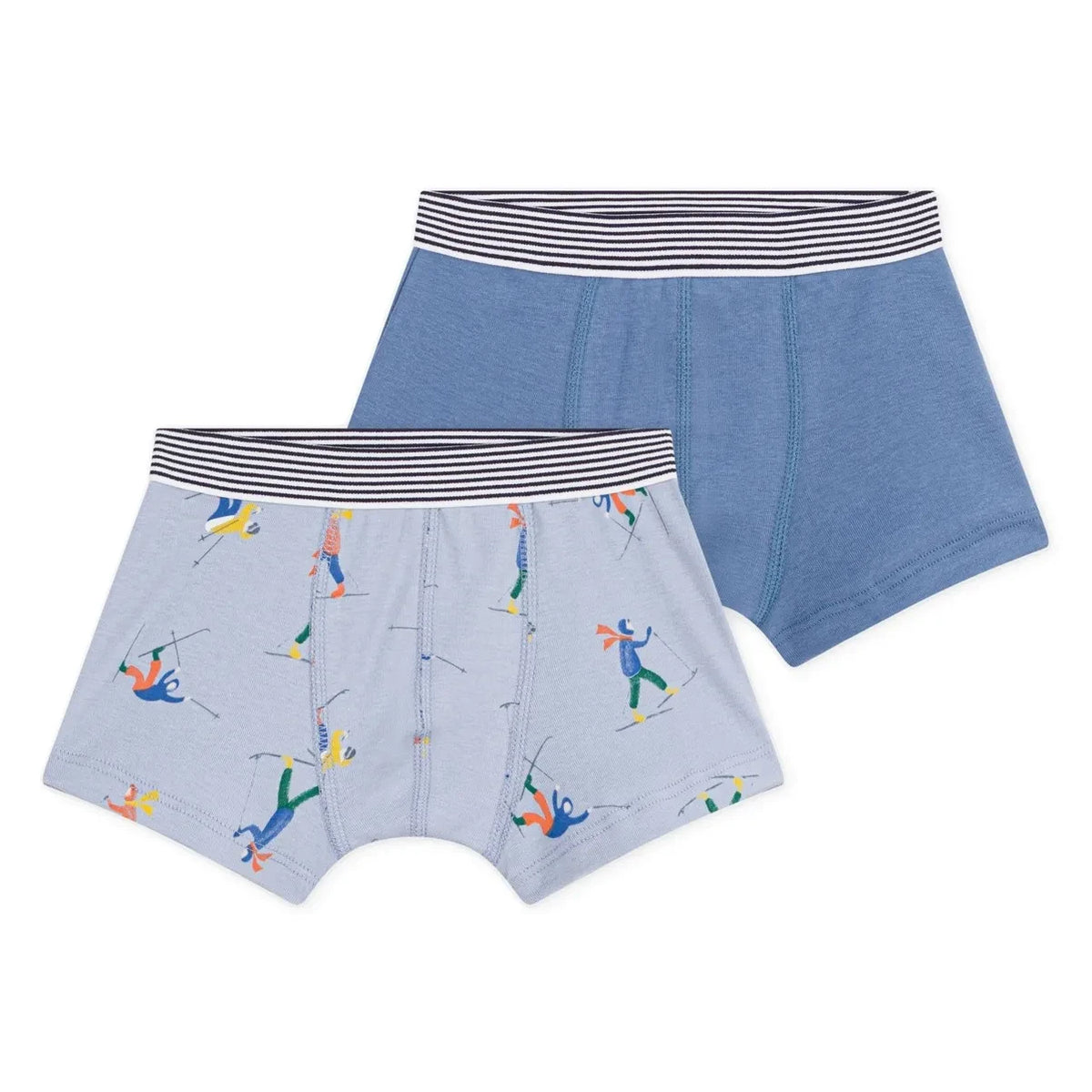 Petit Bateau - Bóxers de esquí de algodón orgánico (paquete de 2) | Azul