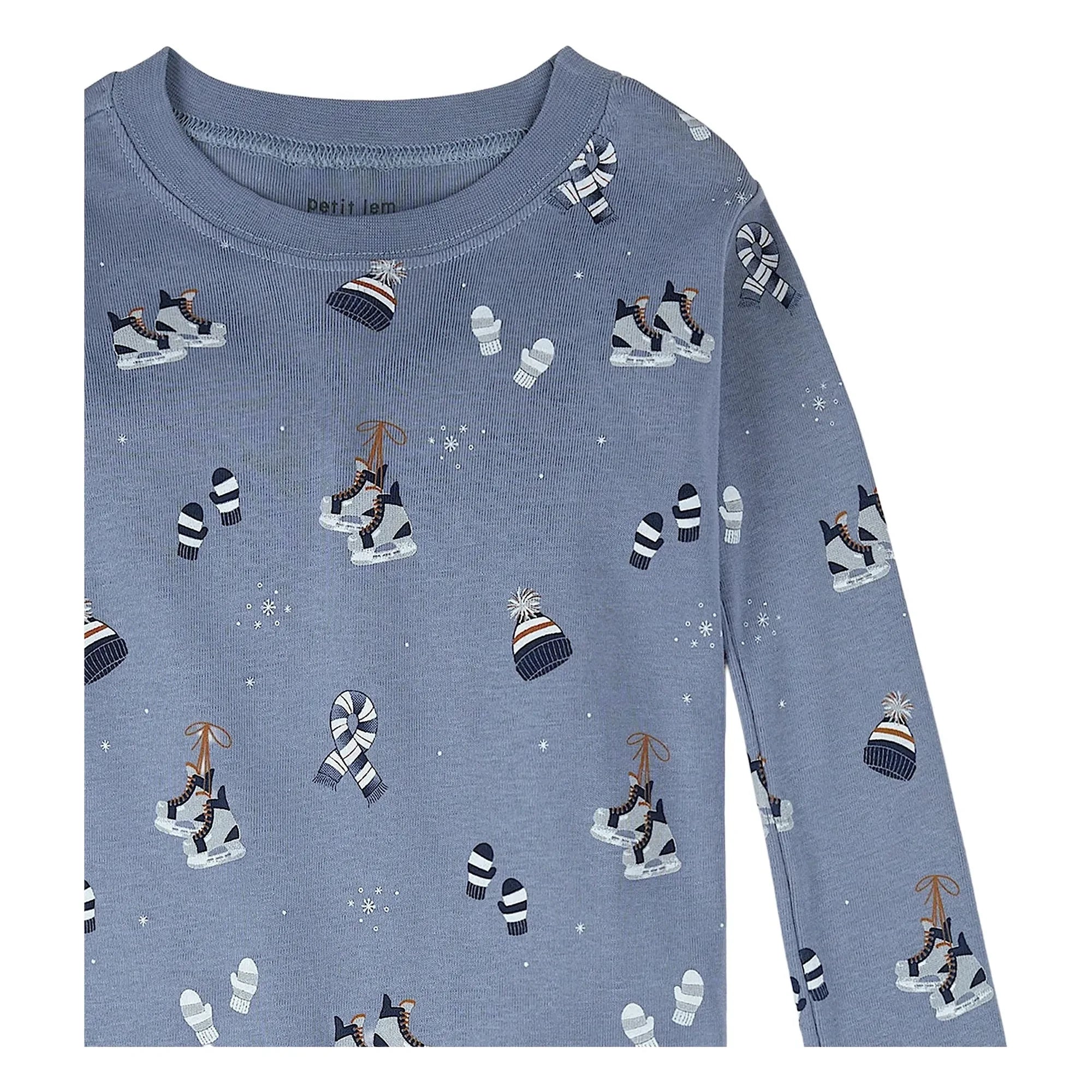 Petit Lem - Pijama de invierno de algodón orgánico | Azul