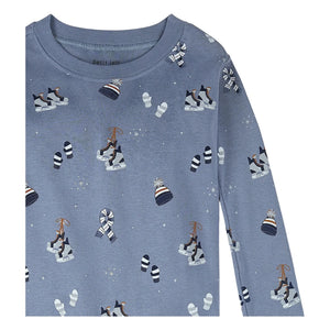 Petit Lem - Pijama de invierno de algodón orgánico | Azul