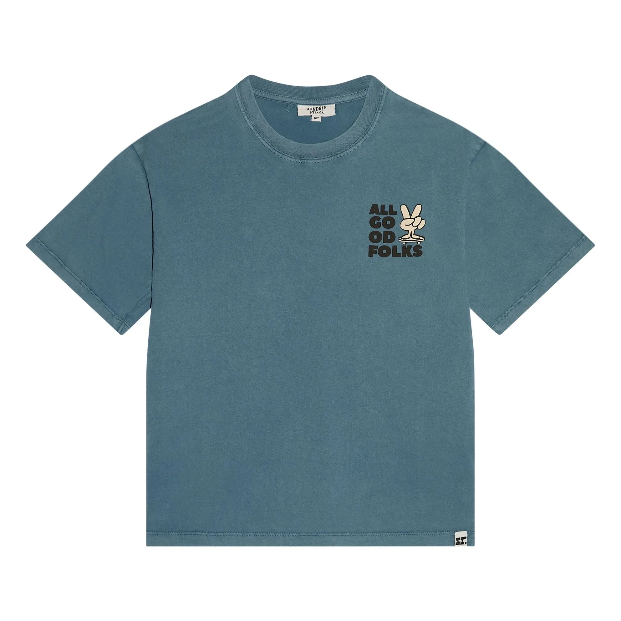 Hundred Pieces - Camiseta de algodón orgánico Finn | Azul
