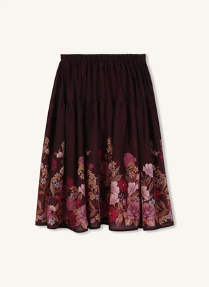 Chloé - Falda Fleurie de gasa de lana | Plum