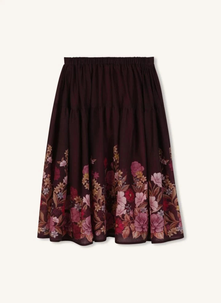 Chloé - Falda Fleurie de gasa de lana | Plum