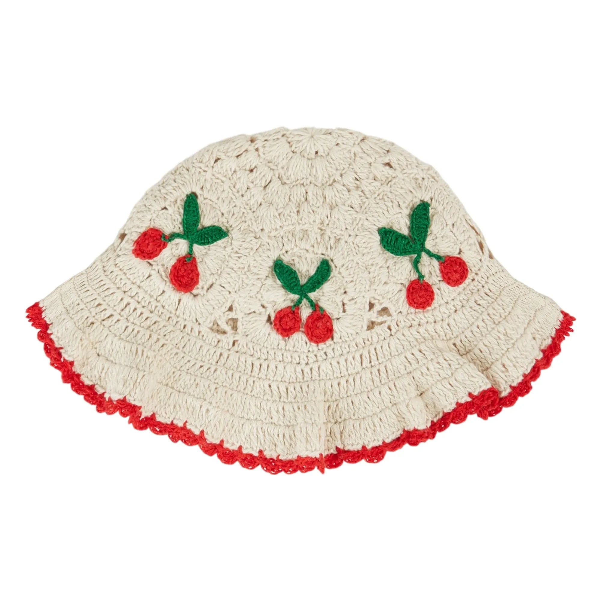 Emile et Ida - Gorro de ganchillo con cerezas | Crema