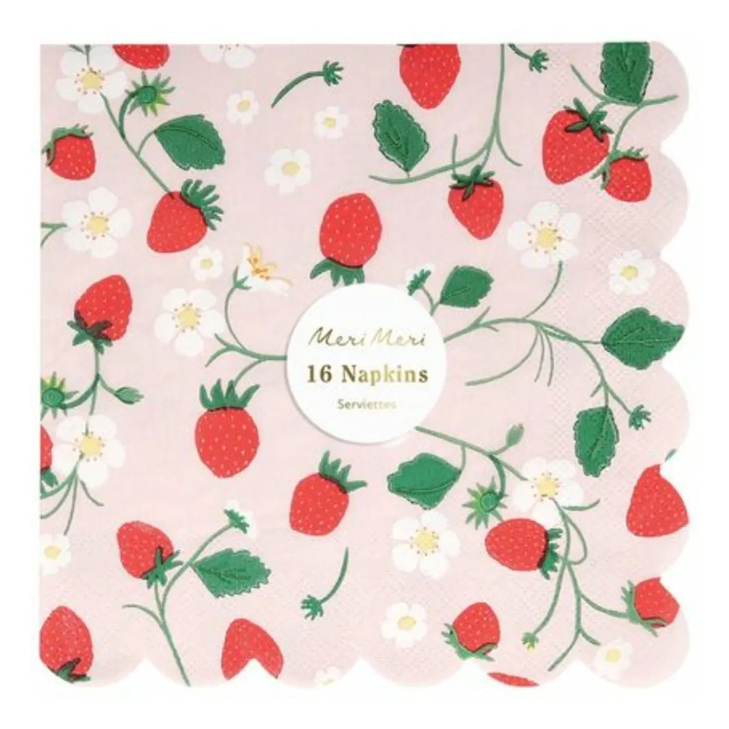 Meri Meri - Servilletas de papel con diseño de fresas - Juego de 16
