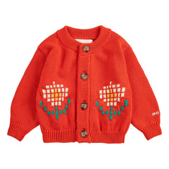 Bobo Choses - Cárdigan Margaritas Algodón Orgánico Bebé | Rojo