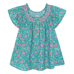 Bonton - Vestido fruncido con estampado de flores de avellana | Lila