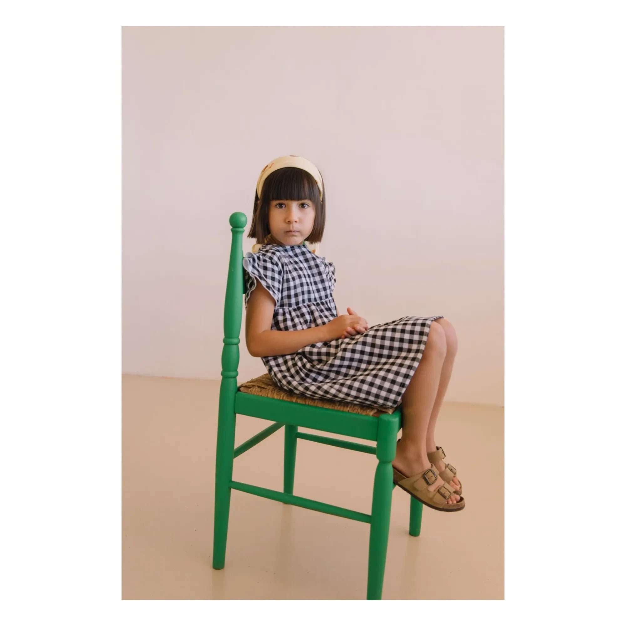 Studio Bohème - Vestido de Gasa de Algodón Orgánico Vichy Cousine | Negro