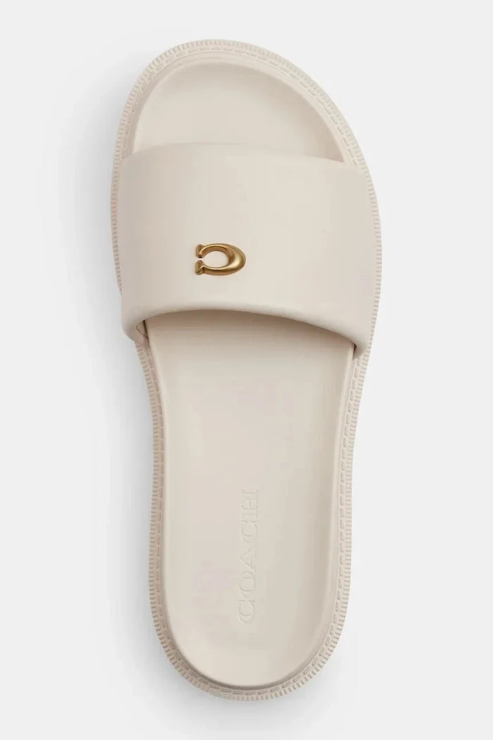 Coach Brynn Leather Slide Sandal Chancla Plana de Cuero para Mujer
