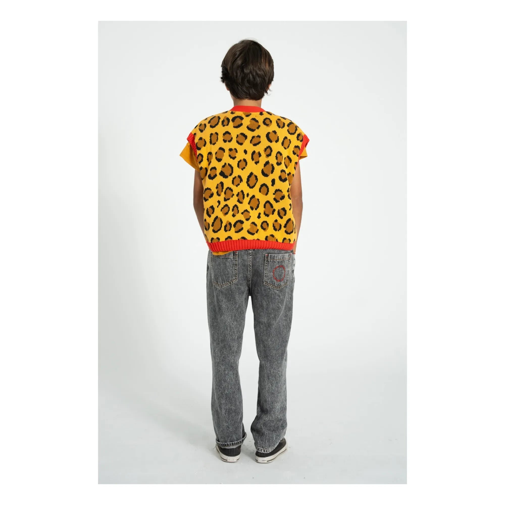 Piupiuchick - Chaleco sin mangas de algodón orgánico con estampado de leopardo | Mostaza