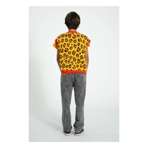 Piupiuchick - Chaleco sin mangas de algodón orgánico con estampado de leopardo | Mostaza