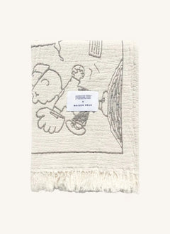 Maison Deux - Maison Deux x Peanuts | Manta de algodón impresa en blanco con diseño de béisbol