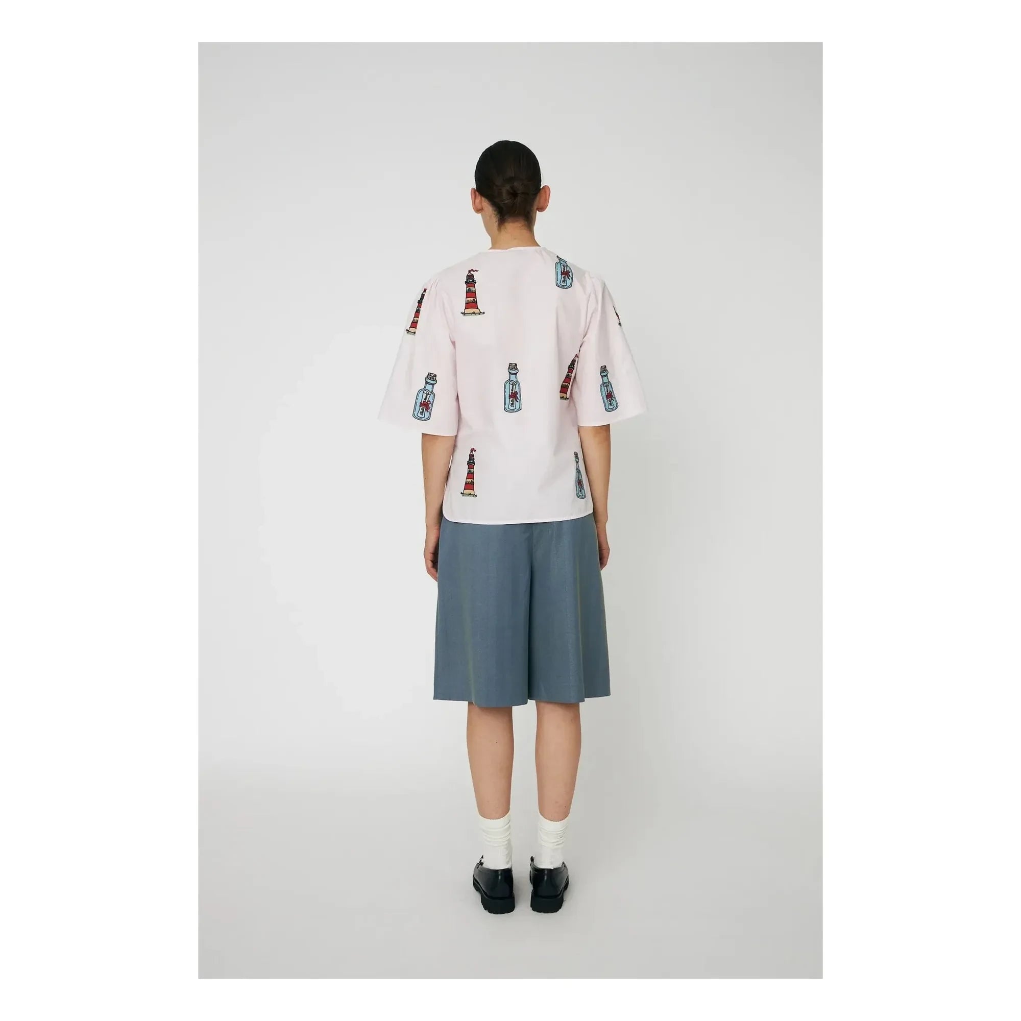 Stella Nova - Blusa con lazo bordado Algodón orgánico | Rosa claro