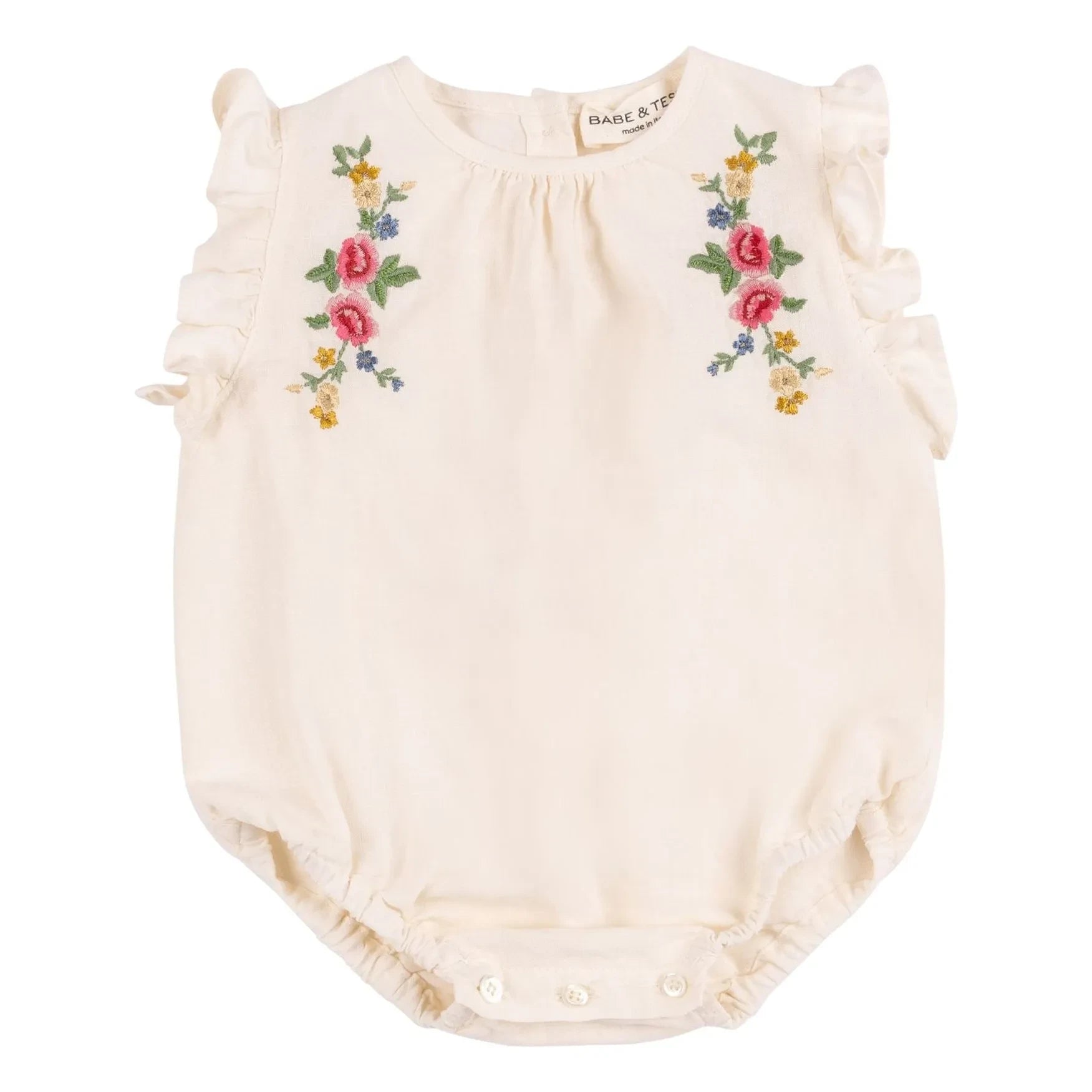 Babe & Tess - Mono de lino bordado Flora | Crema