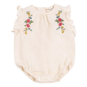 Babe & Tess - Mono de lino bordado Flora | Crema