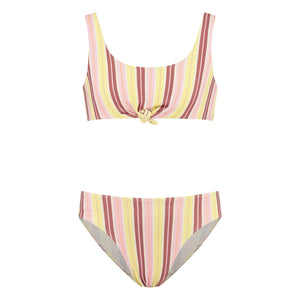Beachlife - Traje de baño de 2 piezas con volantes y rayas | Amarillo pálido