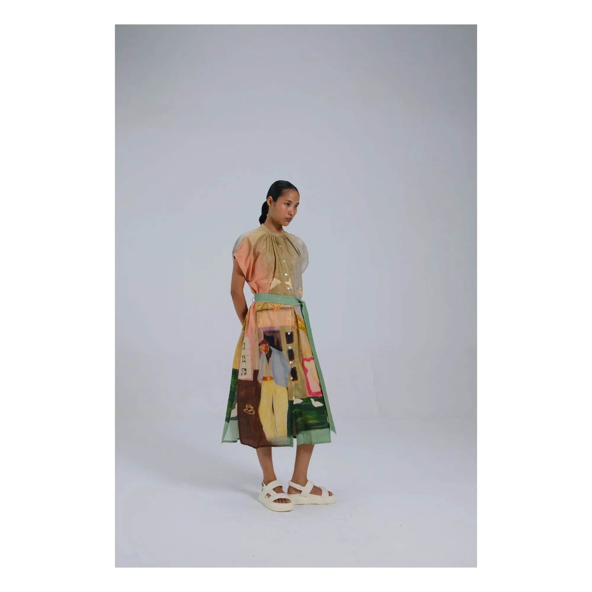 CORD - Vestido Túnica de Seda y Algodón | Verde