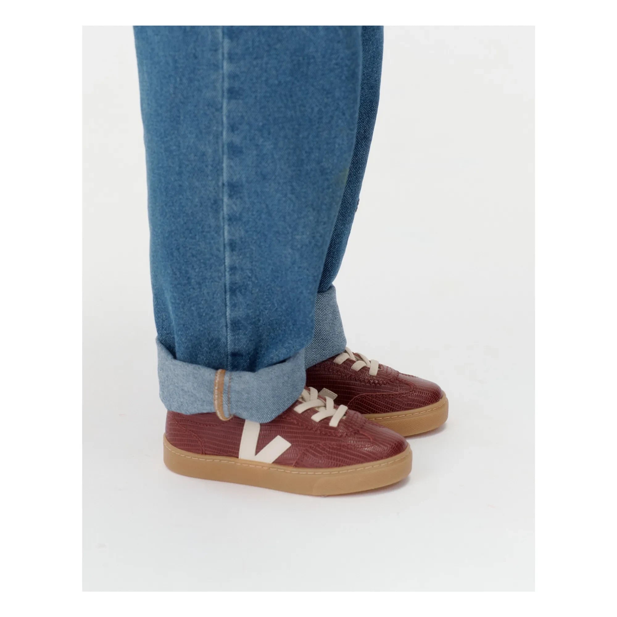 Veja - Zapatillas con cordones de cuero | Burdeos