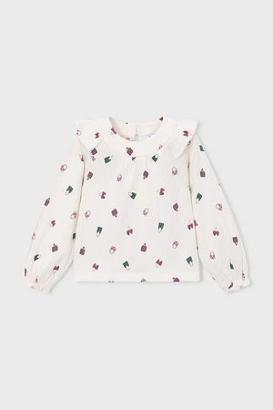 Blusa de algodón con volantes Mayoral para niños
