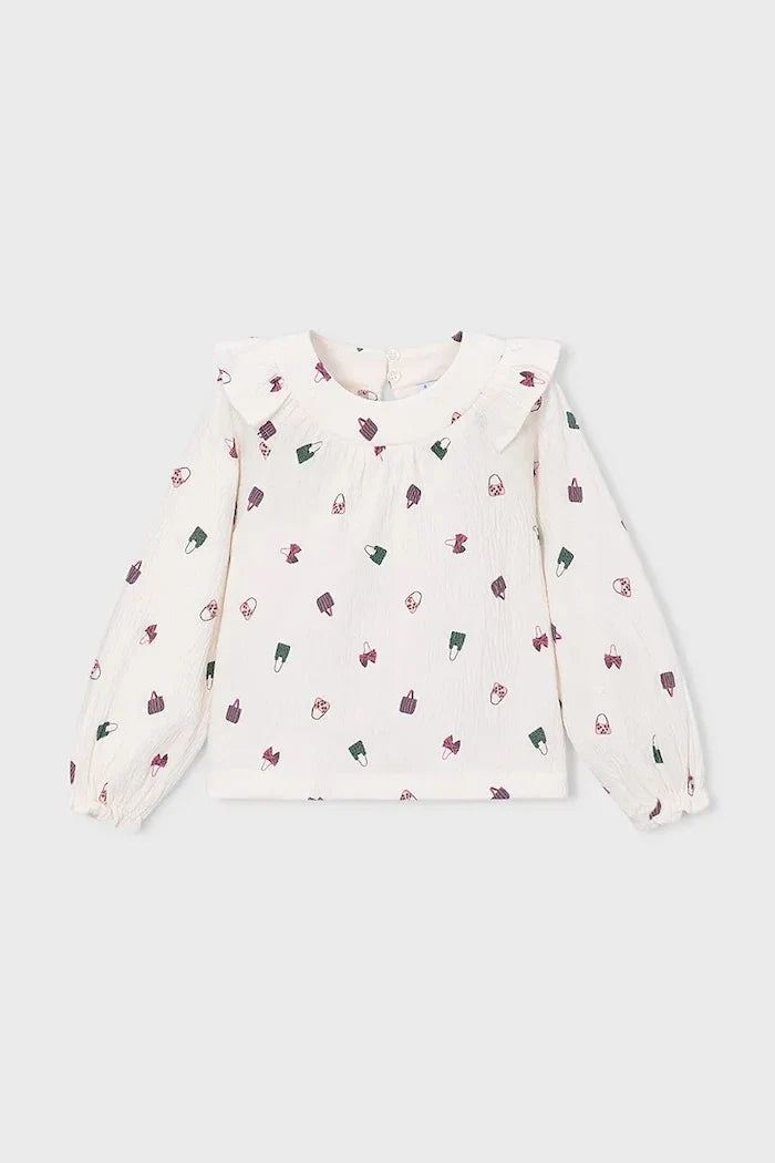 Blusa de algodón con volantes Mayoral para niños