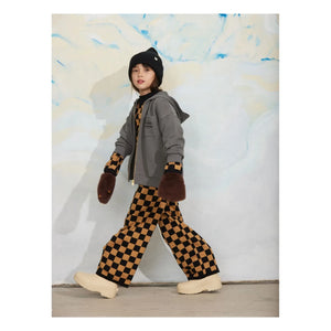 Mini Rodini - Organik Pamuklu Mesh Damier Pantolon | Kahverengi