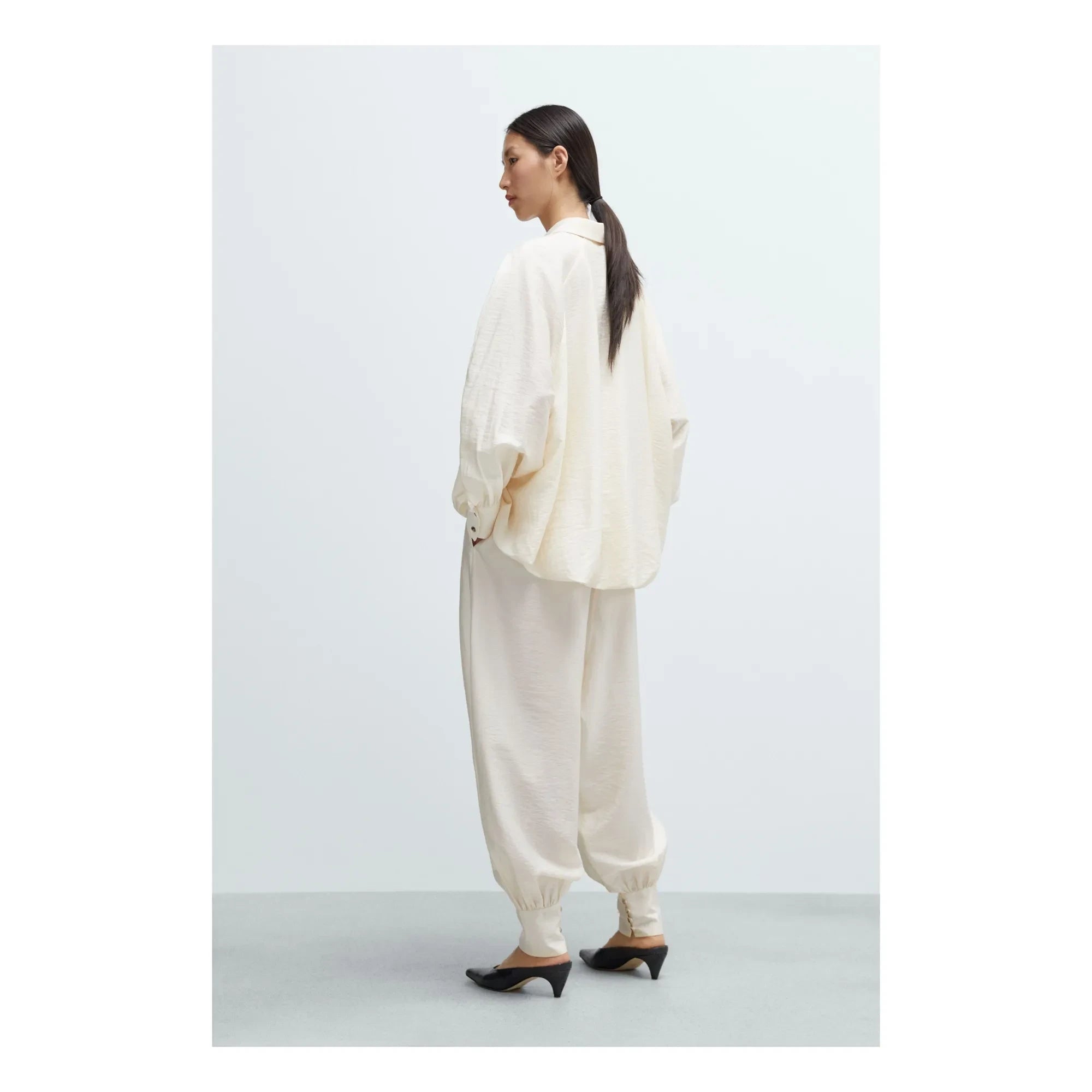 Cordera - Blusa de manga abullonada de marfil | Crema