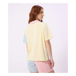 Petit Bateau - Pijama corto de rayas con bloques de color verde