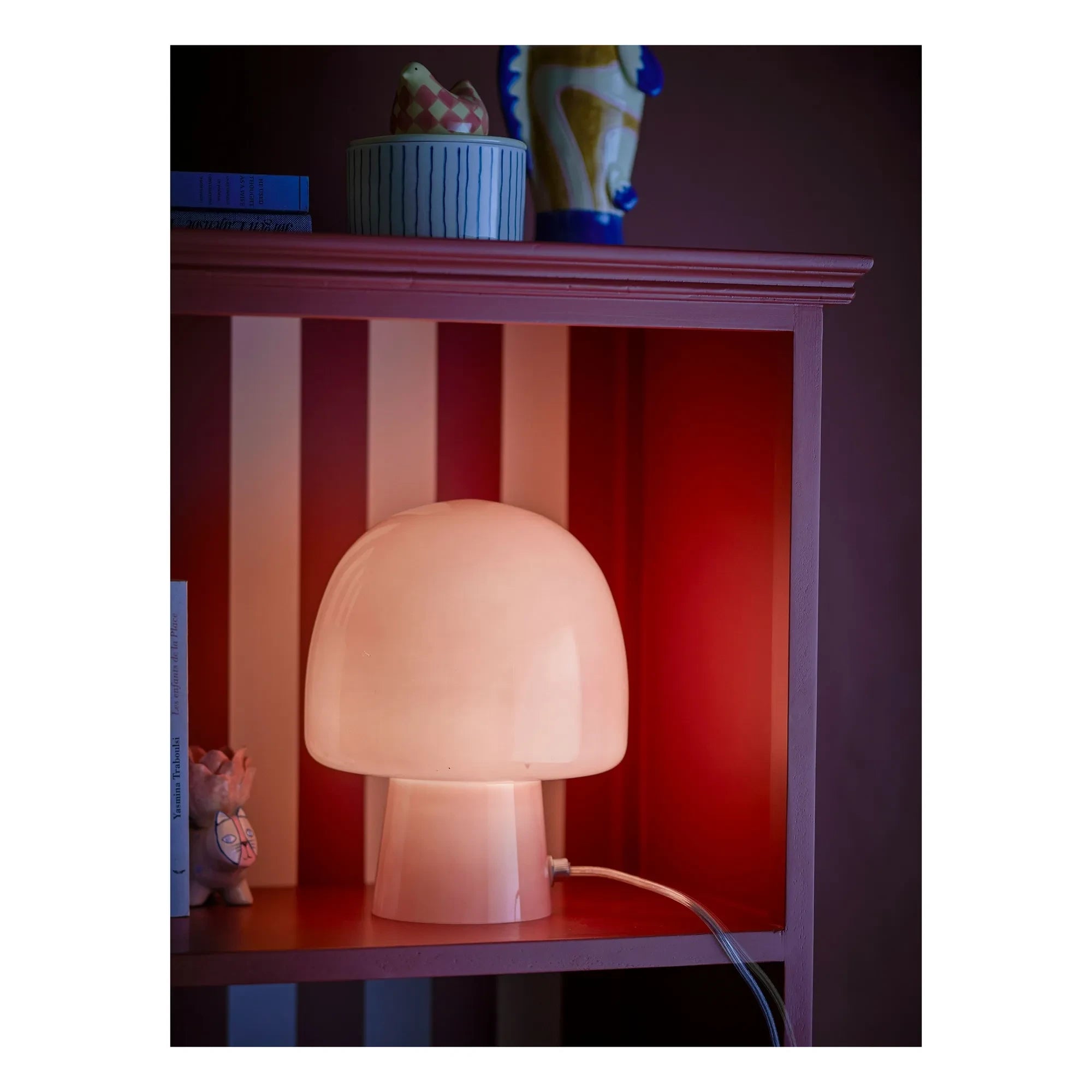Bloomingville - Lámpara de mesa de cristal Paddy | Rosa