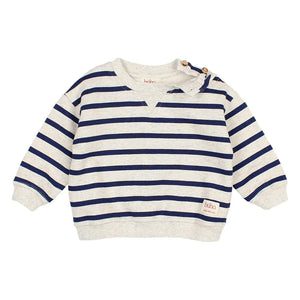 Búho - Sudadera de algodón orgánico a rayas de marinero | Azul marino