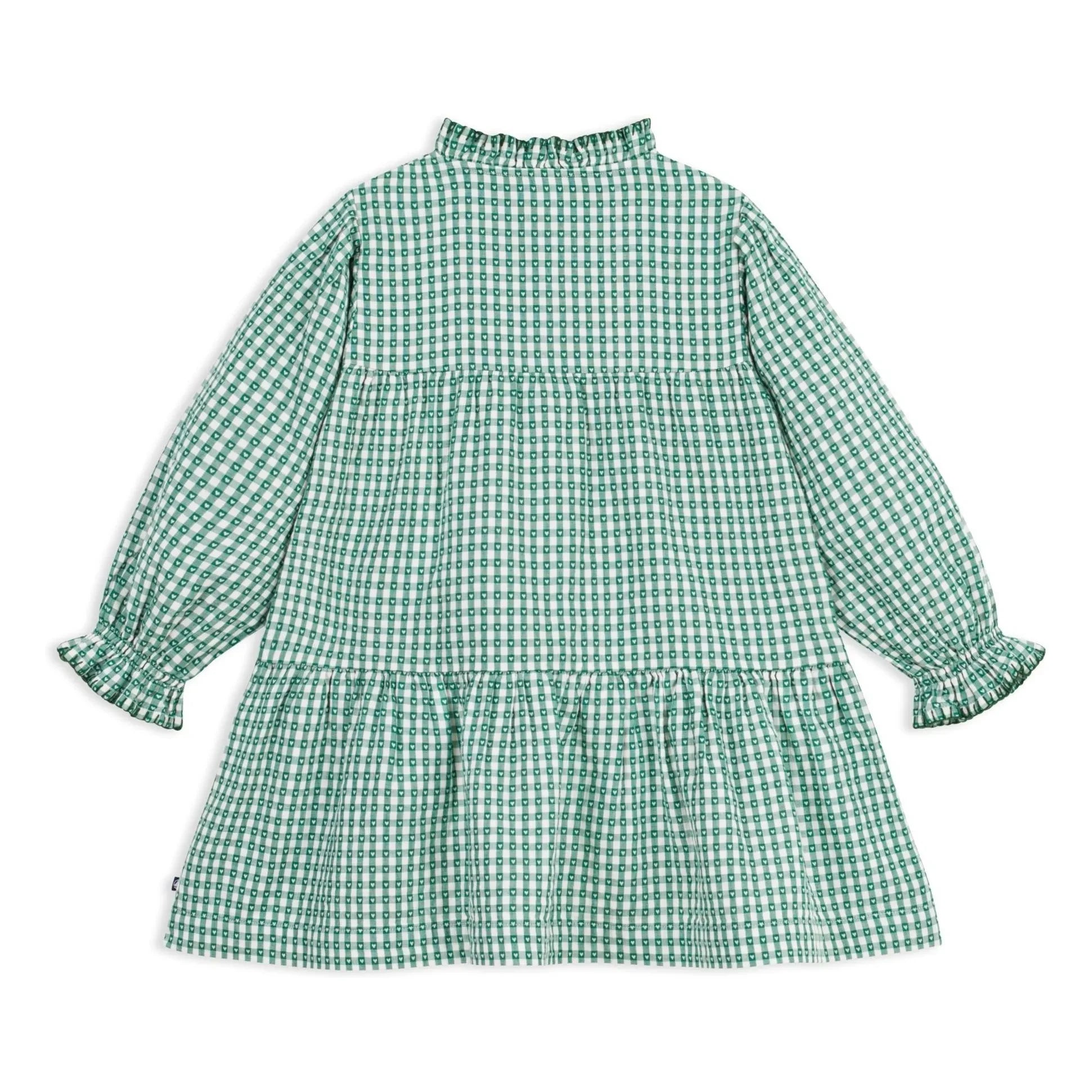 Petit Bateau - Organik Pamuk Poplin Ekose Geniş Elbise | Yeşil