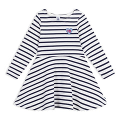 Petit Bateau - Çizgili Klok Elbise | Beyaz