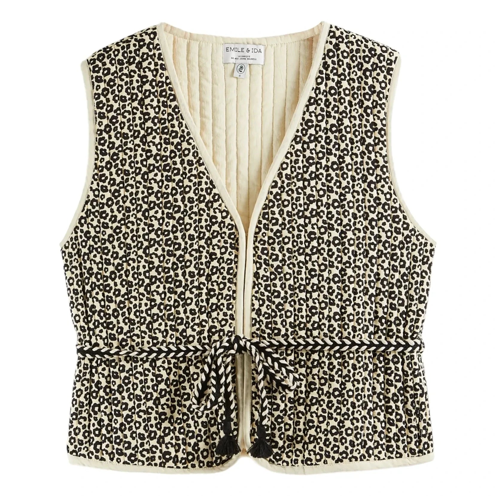 Emile et Ida - Chaleco sin mangas Bennet leopardo | Negro