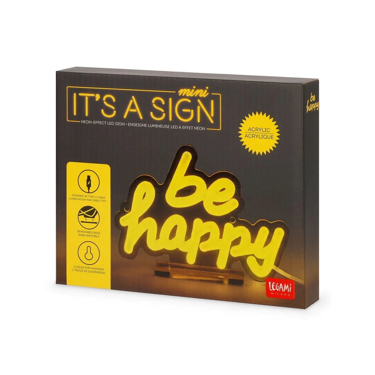 Legami - Mini Neon-Effect LED Sign - Es una señal mini - Sé feliz
