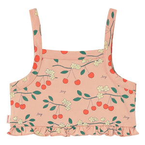 Tinycottons - Camiseta de volantes de algodón orgánico Cherry | Rosa