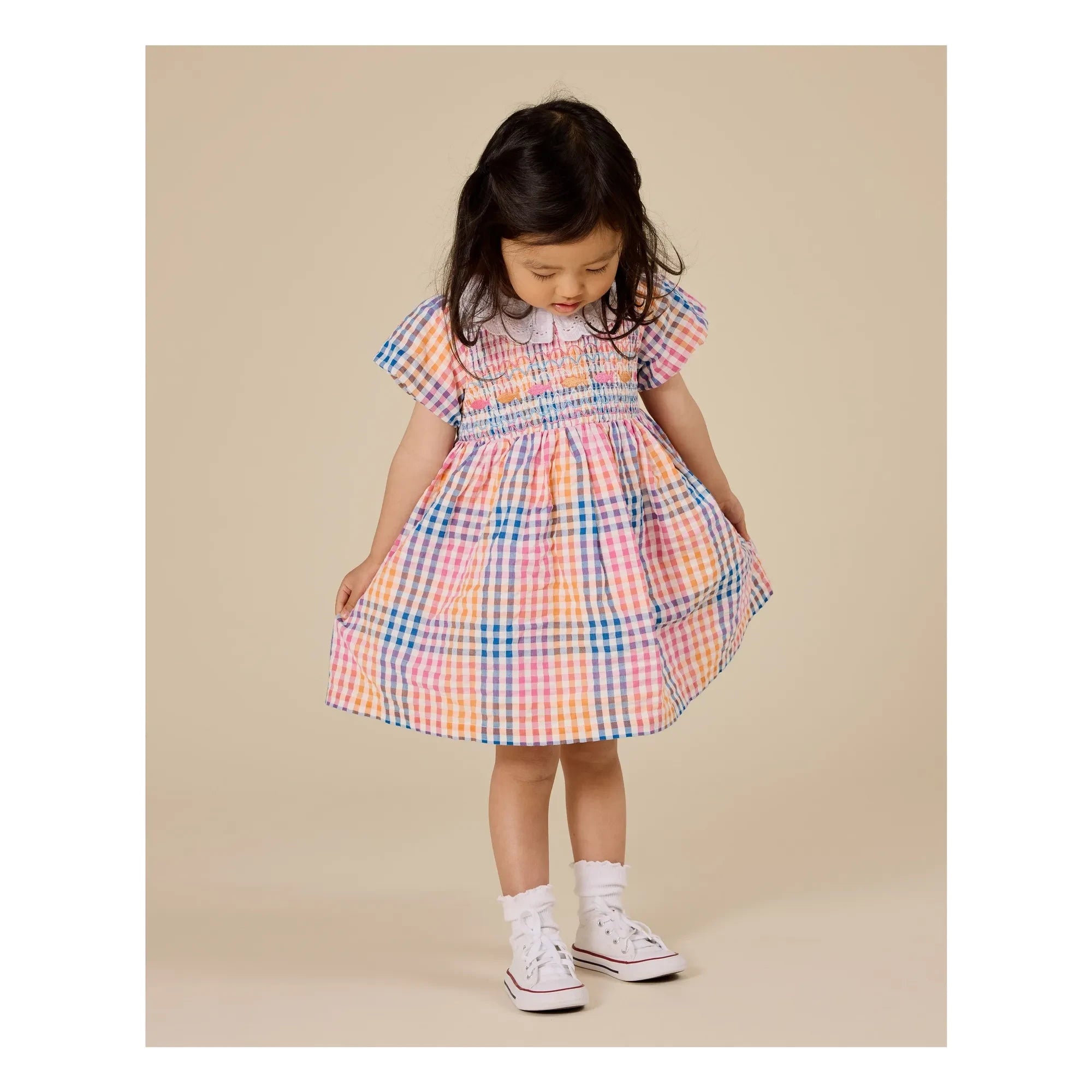 Goldie + Ace - Vestido fruncido de cuadros | Azul