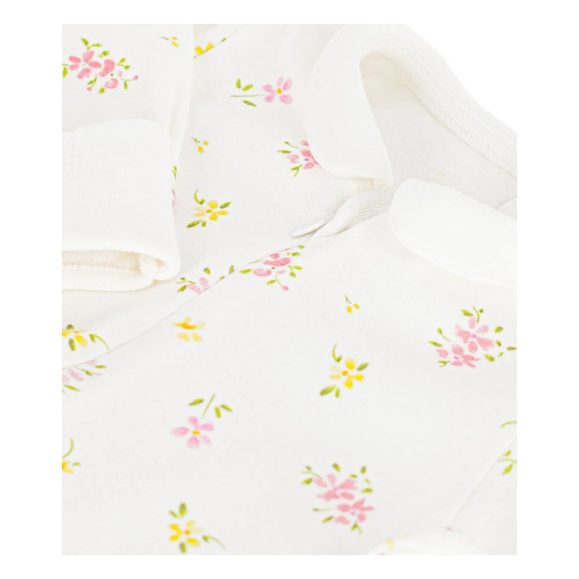 Petit Bateau - Pijama de una pieza con flores de algodón orgánico | Blanco