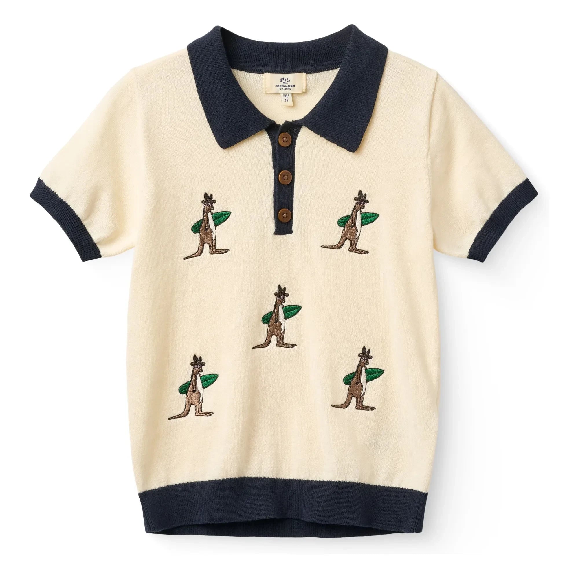 Copenhagen Colors - Camiseta polo de punto de algodón orgánico Kangaroos | Crema