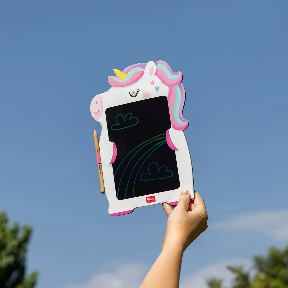 Legami - Pizarra LCD portátil de cartón con unicornio - Tablero de bocetos mágico